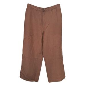 Vintage Linen Blend Brown Wide Leg Pants Size 14 2000s Y2K Jillian Jones